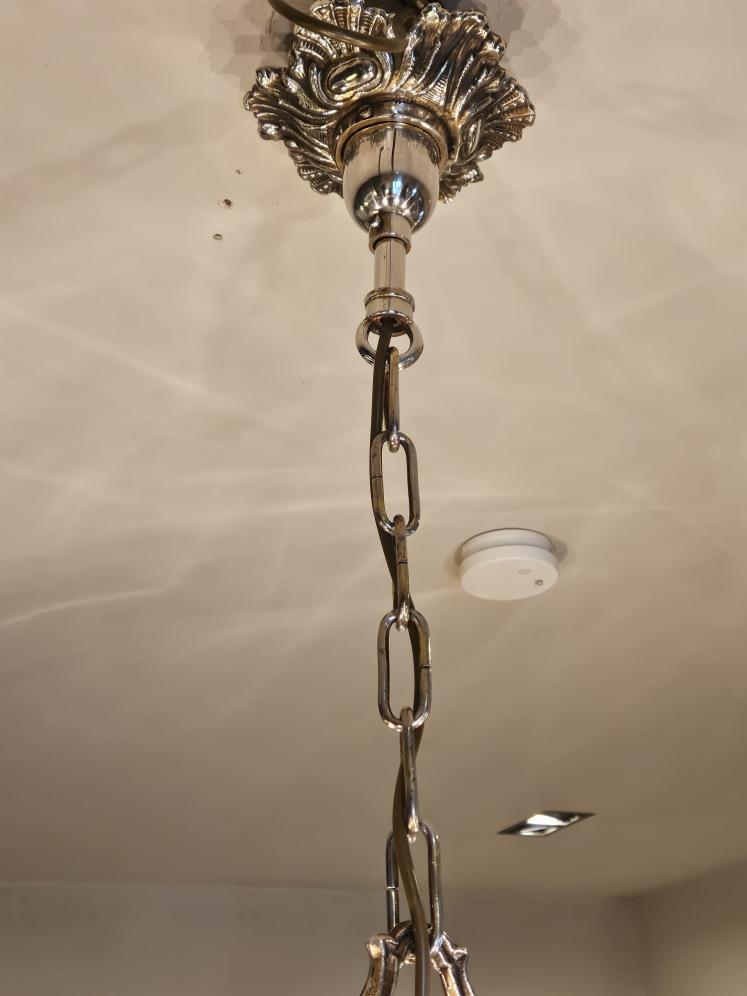 Superb Edwardian Nickel Plated 8 Arm Chandelier  - Image 6