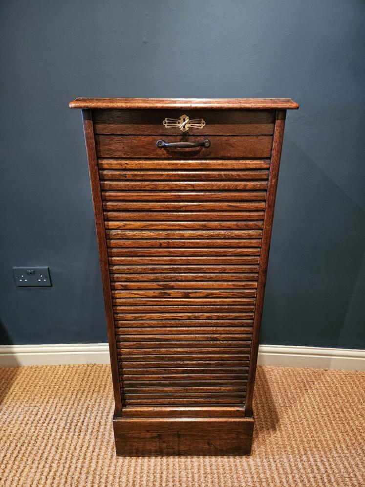 Victorian Oak Tambour Front Filing Cabinet  - Image 4