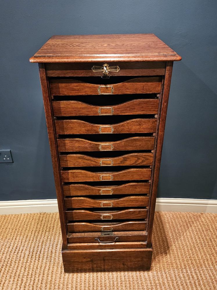 Victorian Oak Tambour Front Filing Cabinet  - Image 1