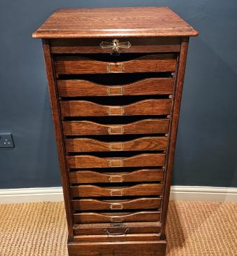 Victorian Oak Tambour Front Filing Cabinet 