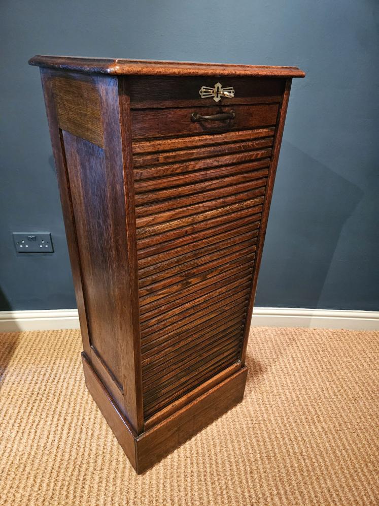 Victorian Oak Tambour Front Filing Cabinet  - Image 2