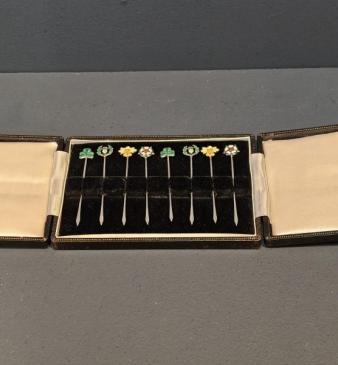Silver And Enamel Four Nations Cocktail Sticks