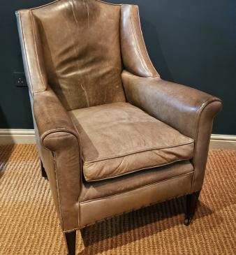 Edwardian Leather Armchair by Warings