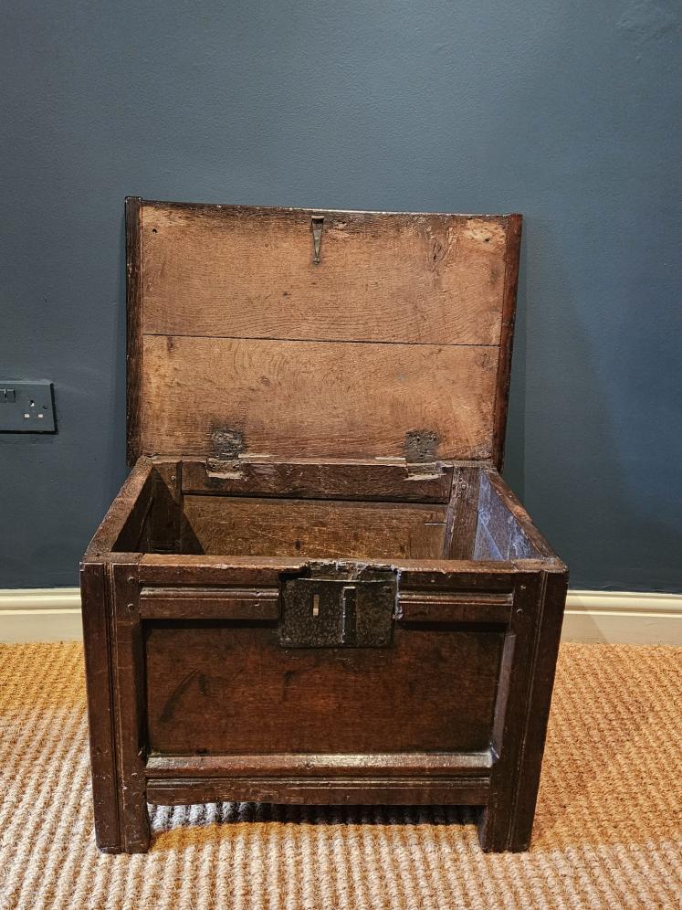 Charles I Period Oak Single Panel Coffer - Image 6
