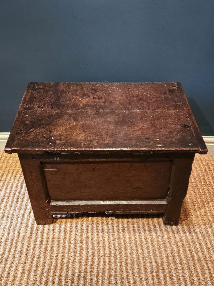 Charles I Period Oak Single Panel Coffer - Image 2