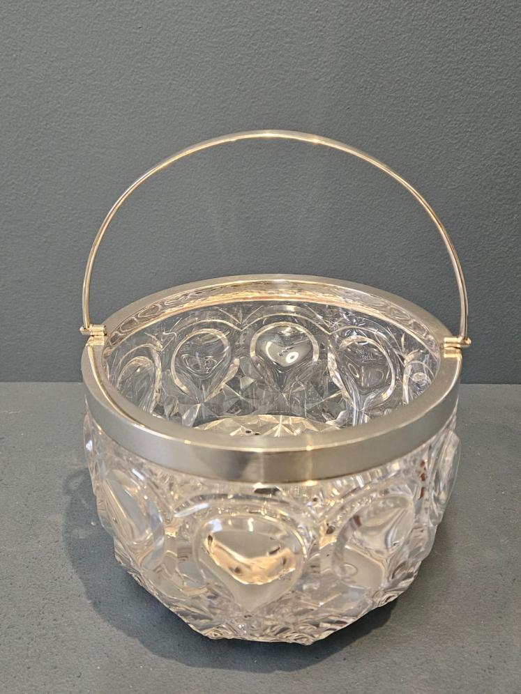 Superb Edwardian Crystal and Silver Ice Pail and Strainer - Image 9