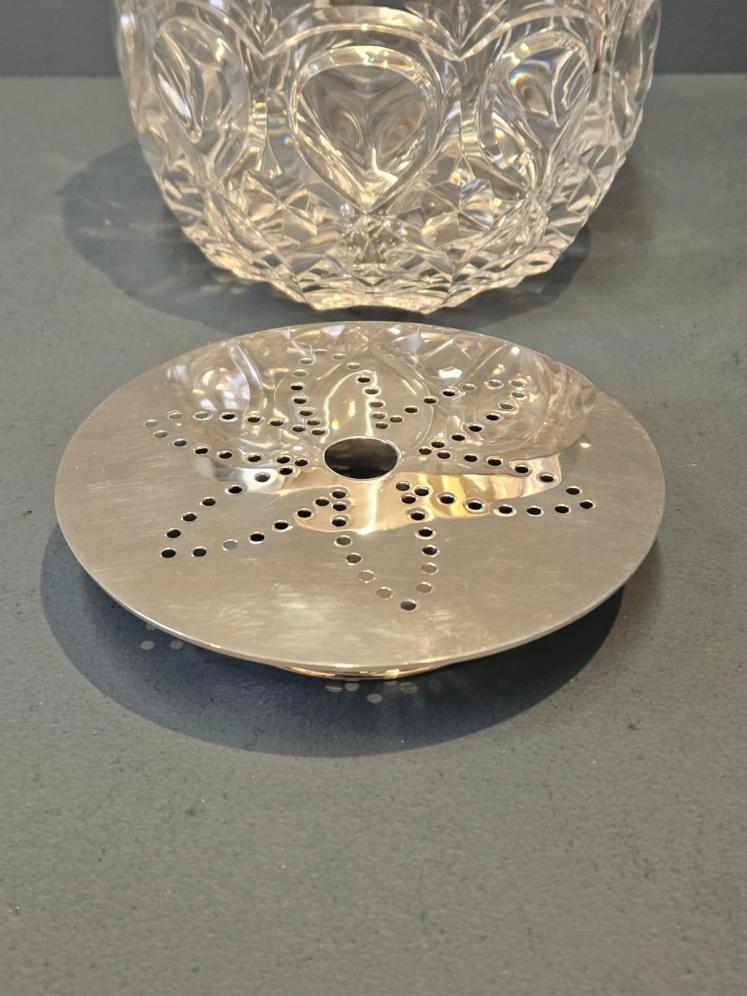 Superb Edwardian Crystal and Silver Ice Pail and Strainer - Image 6