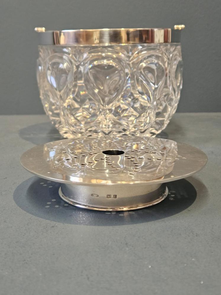 Superb Edwardian Crystal and Silver Ice Pail and Strainer - Image 3
