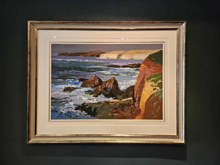 Acrylic on Board by Donald McIntyre ' Cliffs Solva, Wales' - Image 1