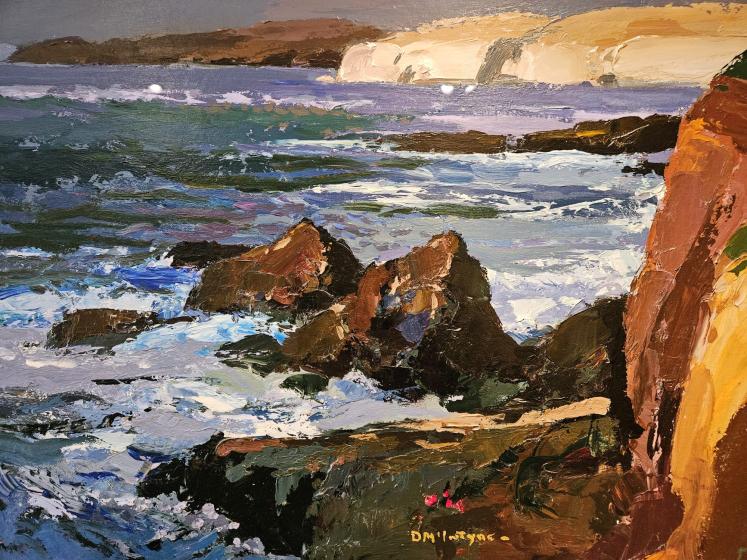Acrylic on Board by Donald McIntyre ' Cliffs Solva, Wales' - Image 6