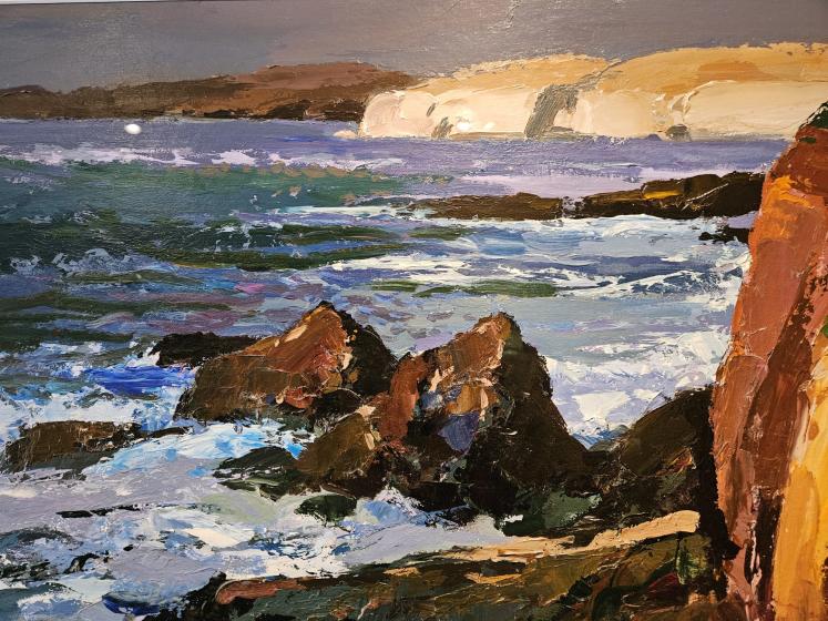 Acrylic on Board by Donald McIntyre ' Cliffs Solva, Wales' - Image 2