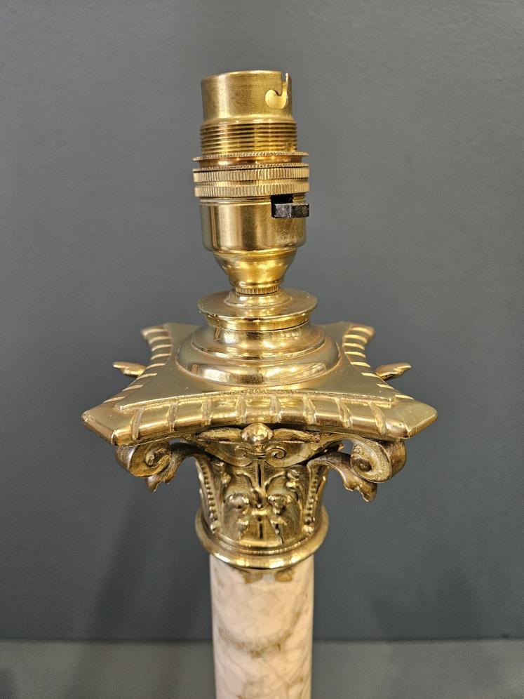 Pair of Late Victorian Marble Brass Mounted Table Lamps  - Image 6