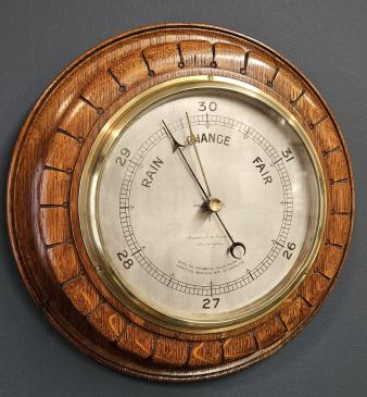 Victorian Silvered Dial Barometer by Bramwell & Harbron of Darlington