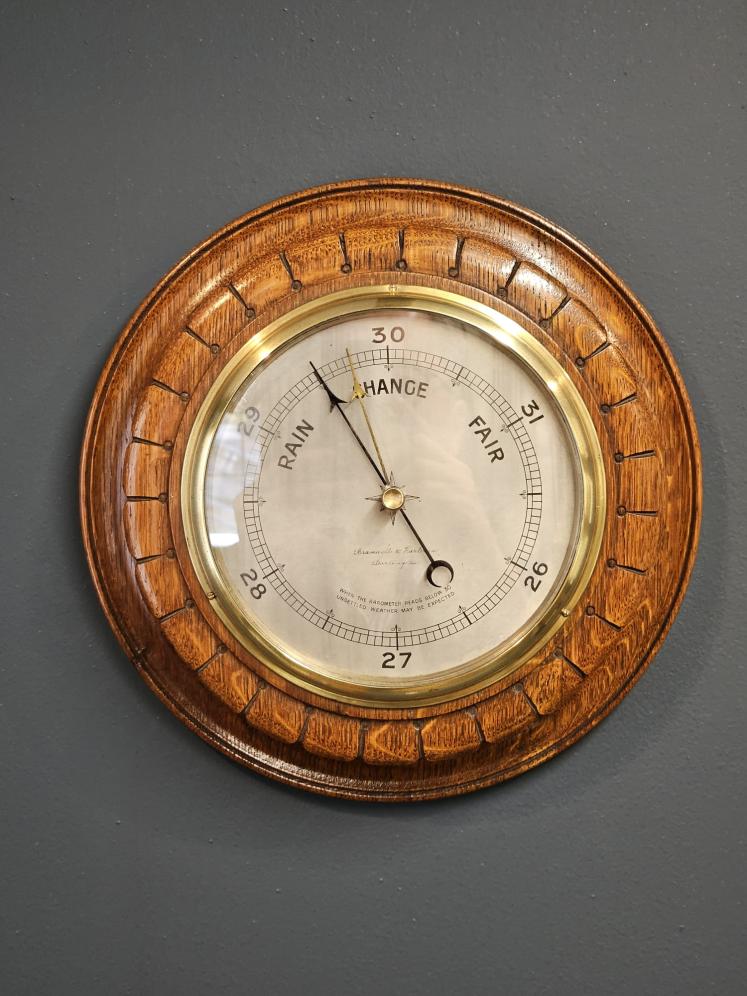 Victorian Silvered Dial Barometer by Bramwell & Harbron of Darlington - Image 5