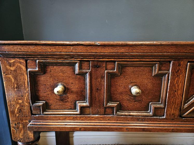 George I Geometric Moulded Three Drawer Dresser - Image 6
