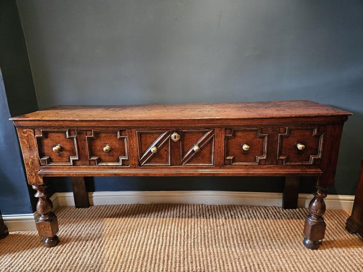 George I Geometric Moulded Three Drawer Dresser - Image 5