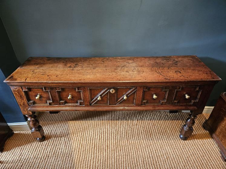 George I Geometric Moulded Three Drawer Dresser - Image 2