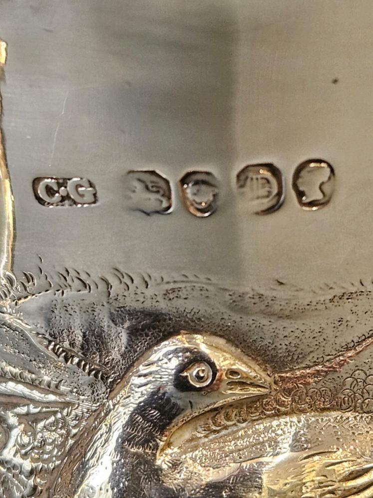 Early Victorian Silver Pheasant Design Mug - Image 7