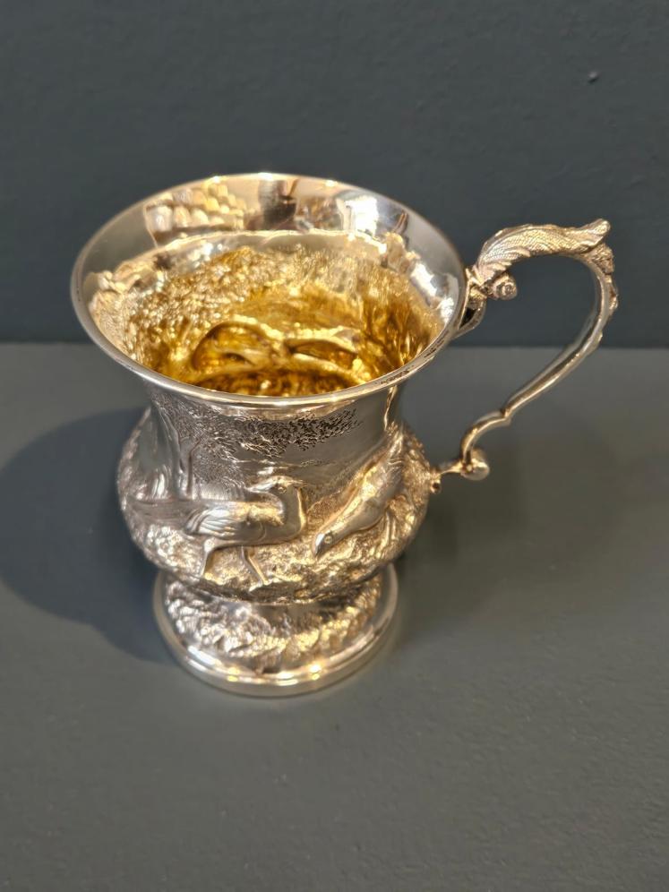 Early Victorian Silver Pheasant Design Mug - Image 5