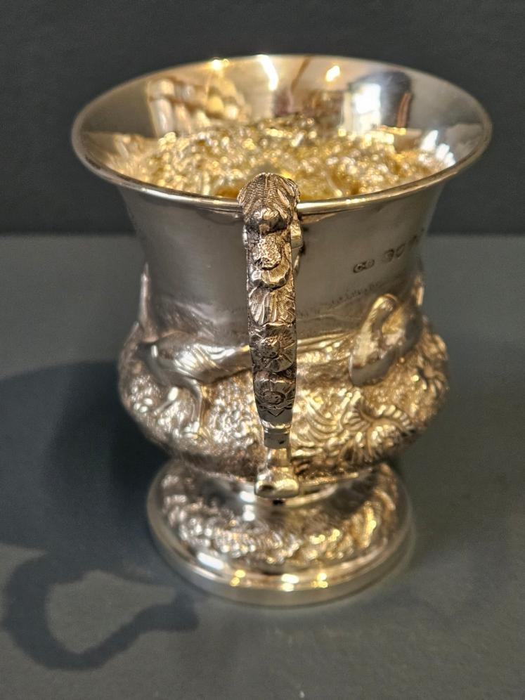 Early Victorian Silver Pheasant Design Mug - Image 3