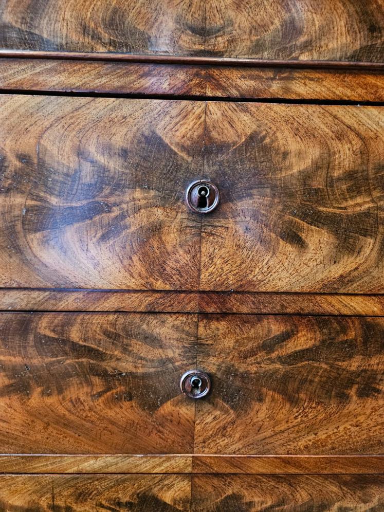 Fine Quality Figured Mahogany Biedermeier Chest Of Drawers - Image 4