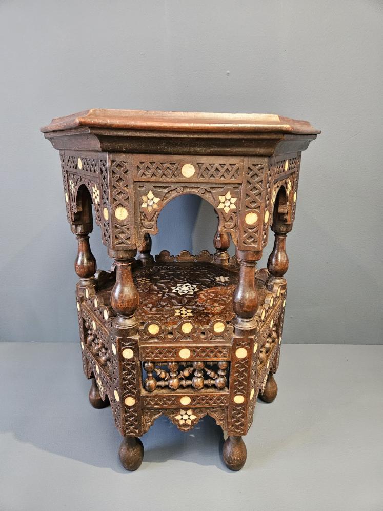 Moorish Carved Octagonal Lamp Table - Image 9