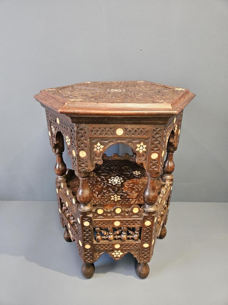 Moorish Carved Octagonal Lamp Table - Image 1