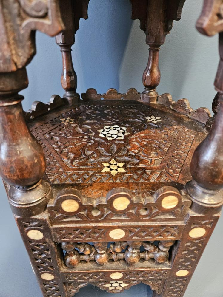 Moorish Carved Octagonal Lamp Table - Image 8