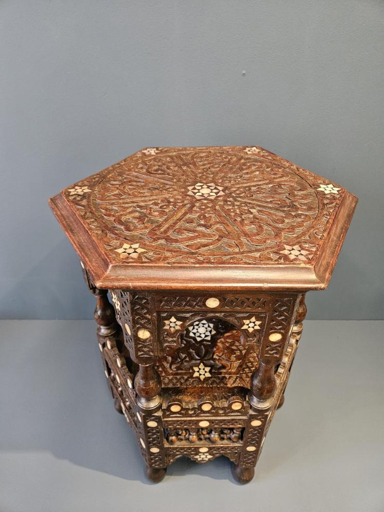 Moorish Carved Octagonal Lamp Table - Image 6