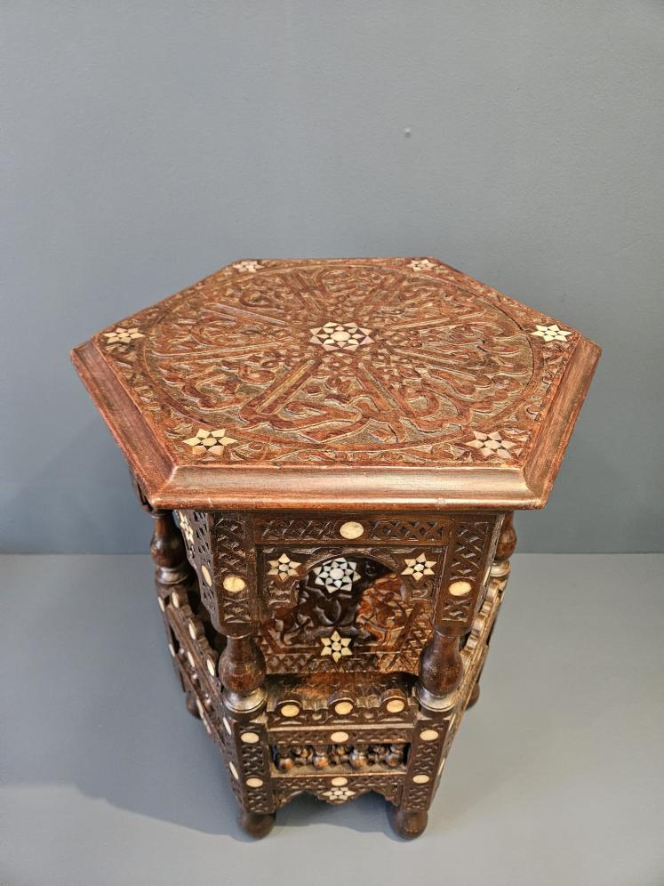 Moorish Carved Octagonal Lamp Table - Image 2