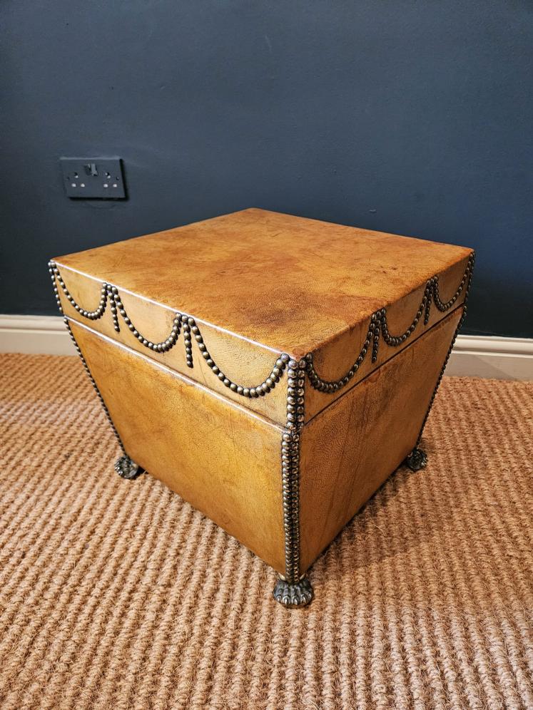1920`s Leather Ottoman Foot Stool - Image 7