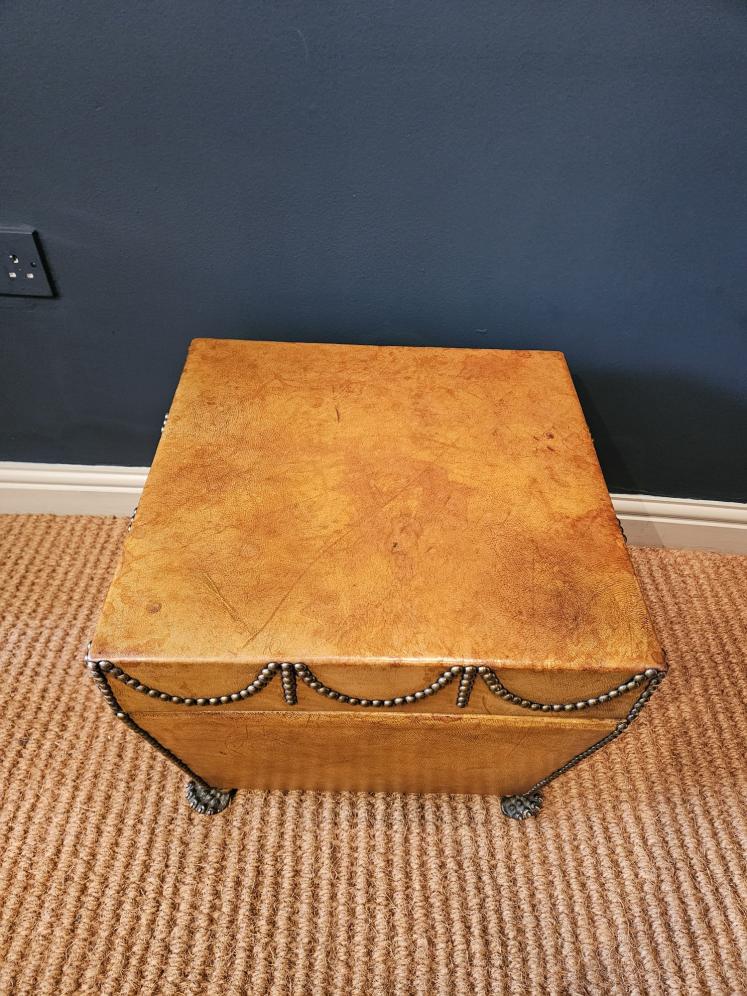 1920`s Leather Ottoman Foot Stool - Image 5