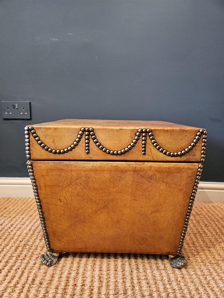 1920`s Leather Ottoman Foot Stool - Image 3