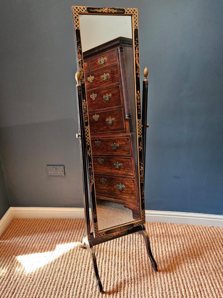 Edwardian Chinoiserie Cheval Mirror - Image 1
