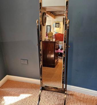 Edwardian Chinoiserie Cheval Mirror