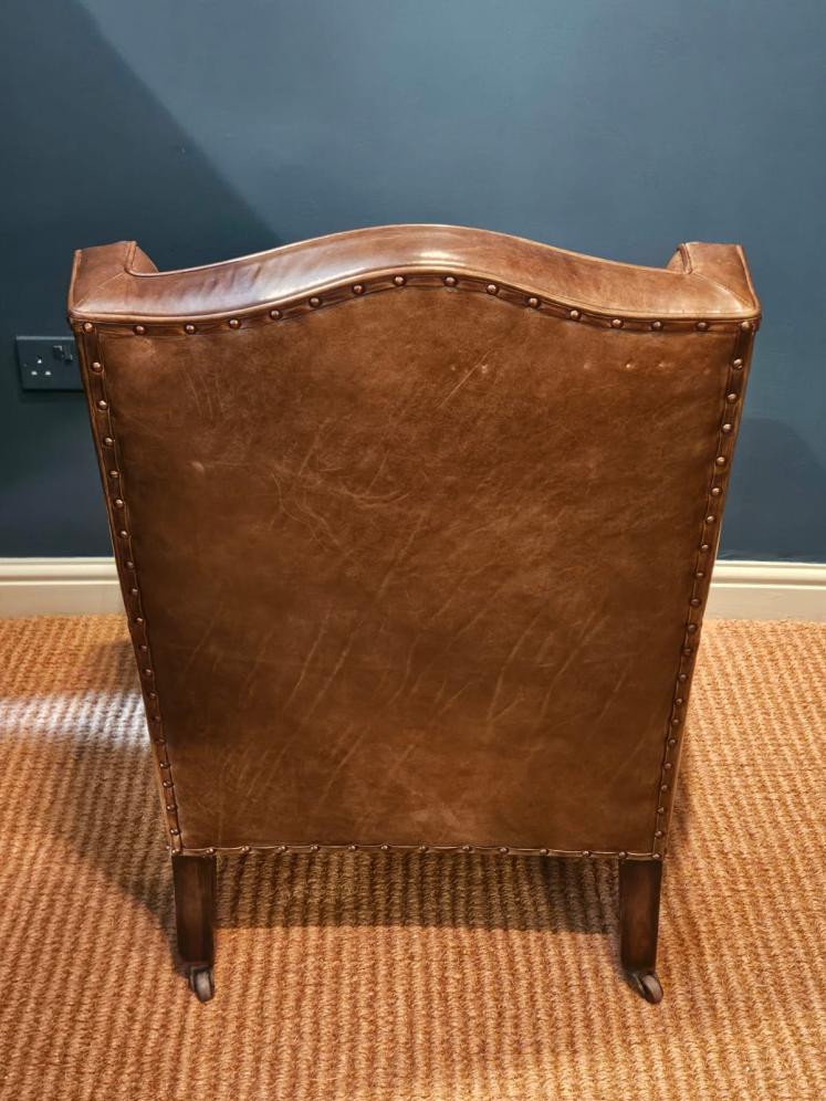 Edwardian Tan Leather Armchair by Warings - Image 3