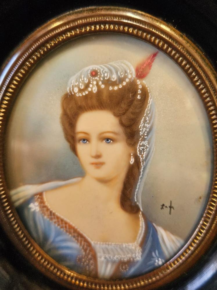 Victorian Miniature Portrait on Bone - Image 8