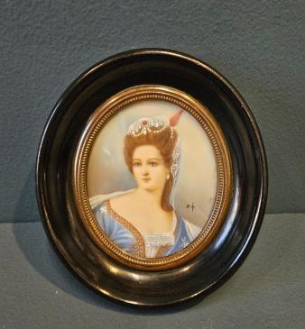 Victorian Miniature Portrait on Cow Bone