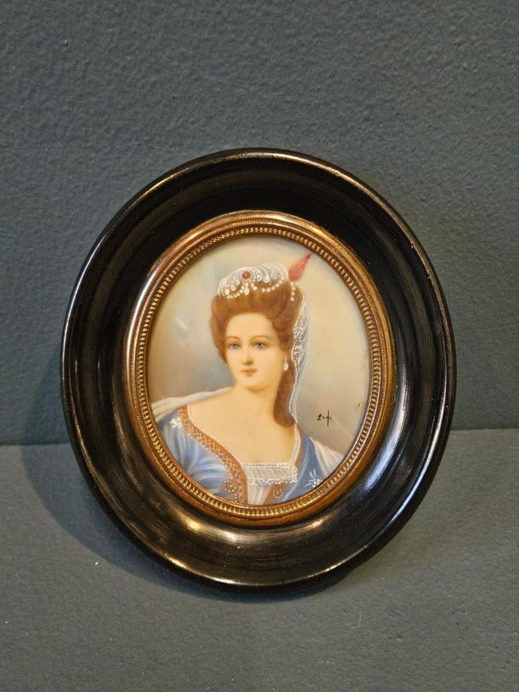 Victorian Miniature Portrait on Bone - Image 1