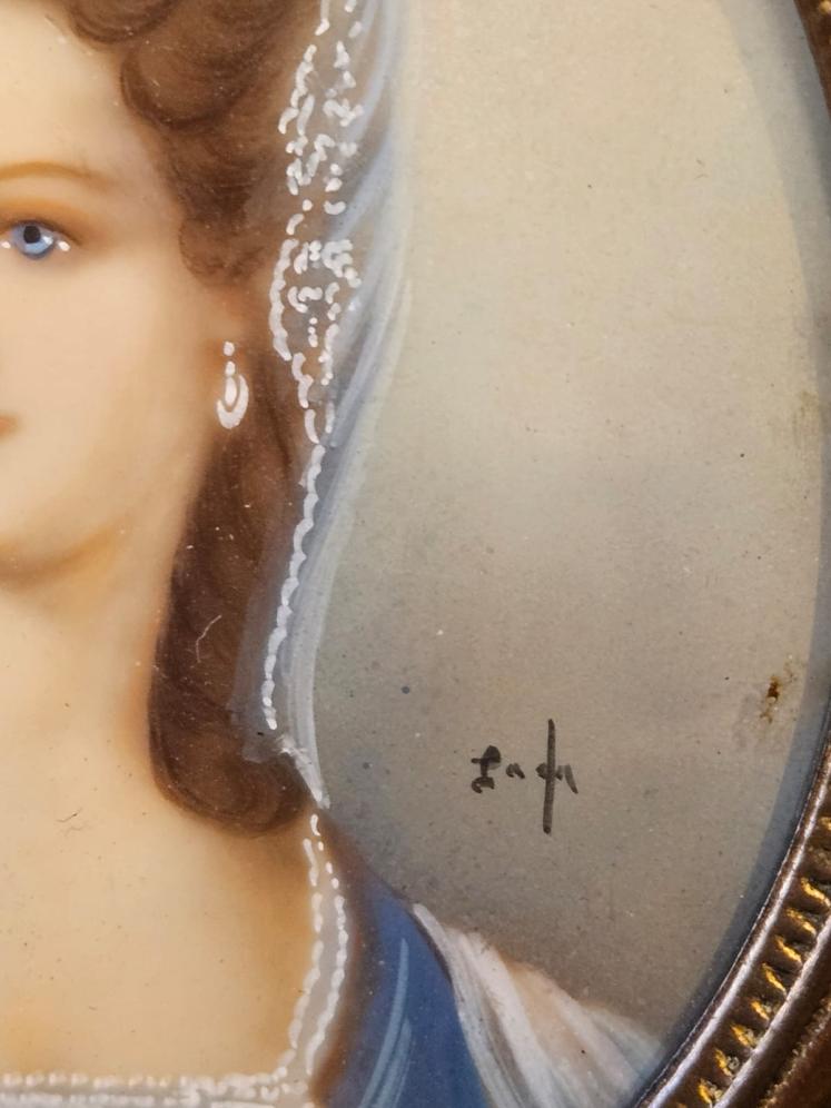 Victorian Miniature Portrait on Bone - Image 6