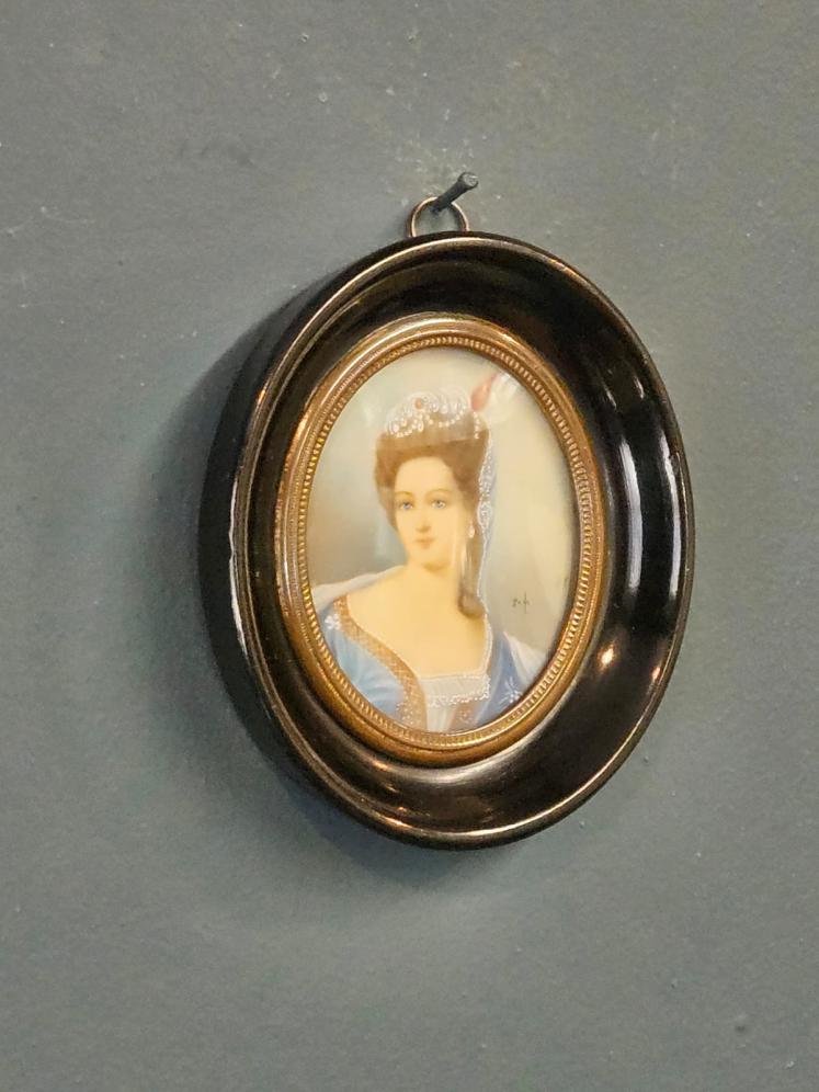 Victorian Miniature Portrait on Bone - Image 5
