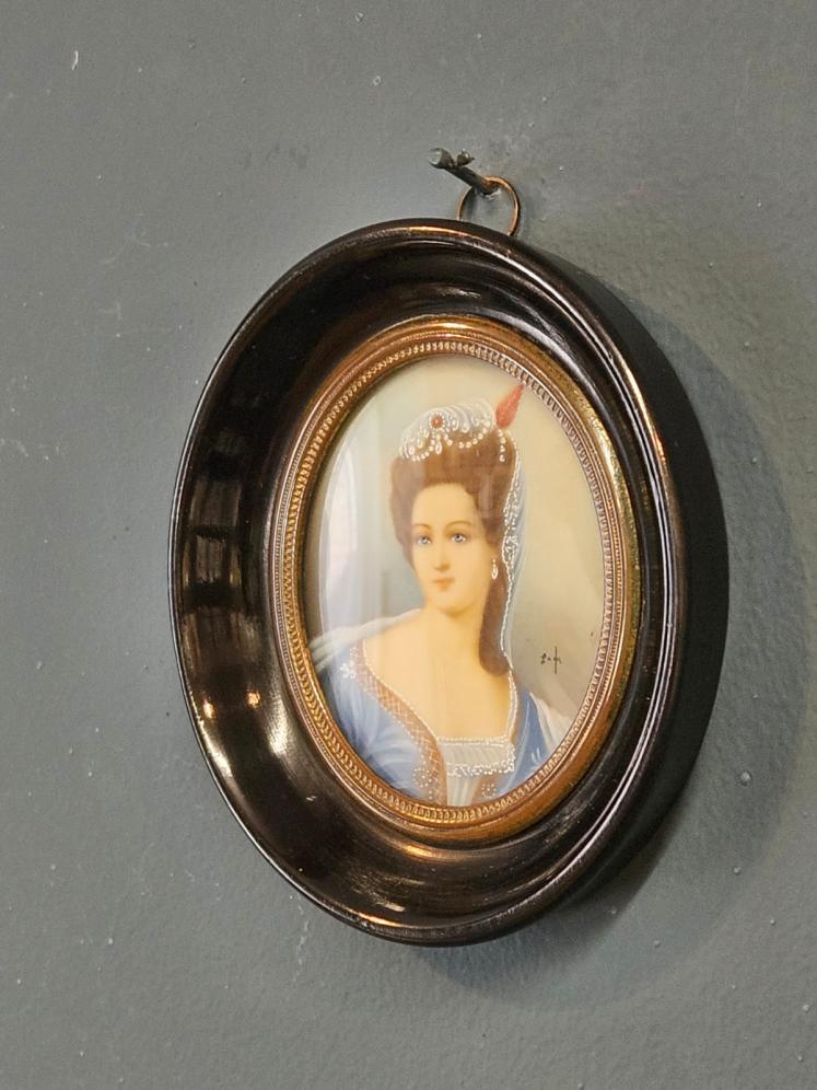 Victorian Miniature Portrait on Bone - Image 3