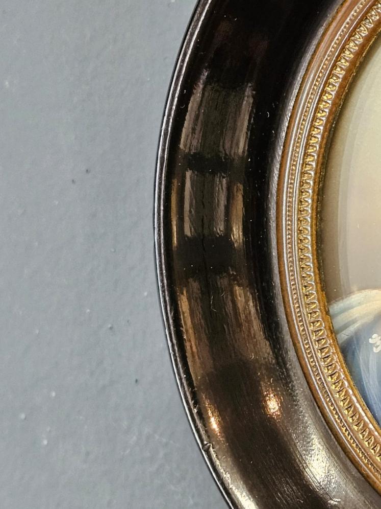 Victorian Miniature Portrait on Bone - Image 2