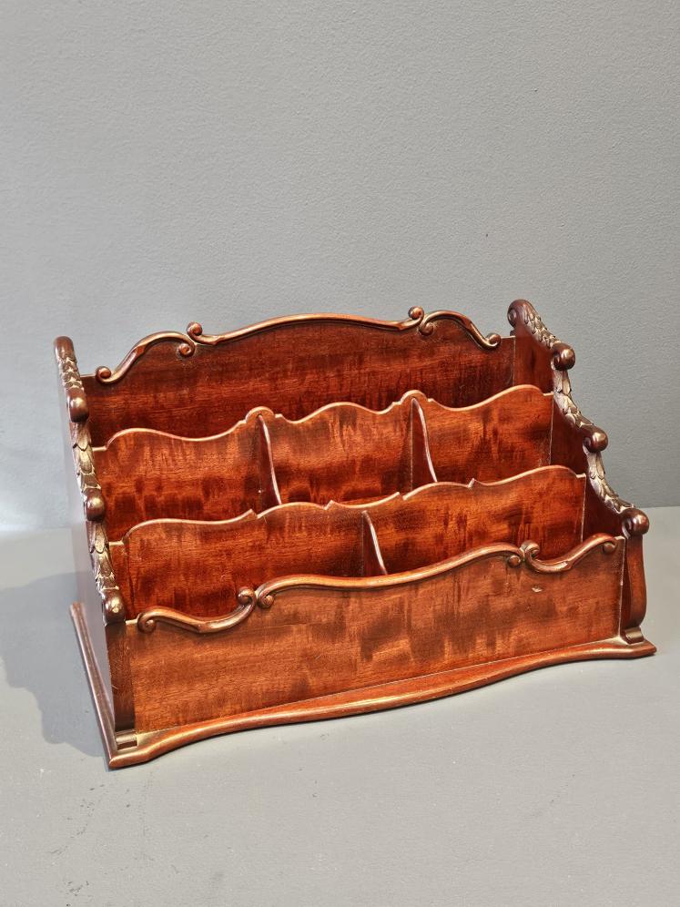 Outstanding Quality Victorian Figured Mahogany Waterfall Letter Rack - Image 1