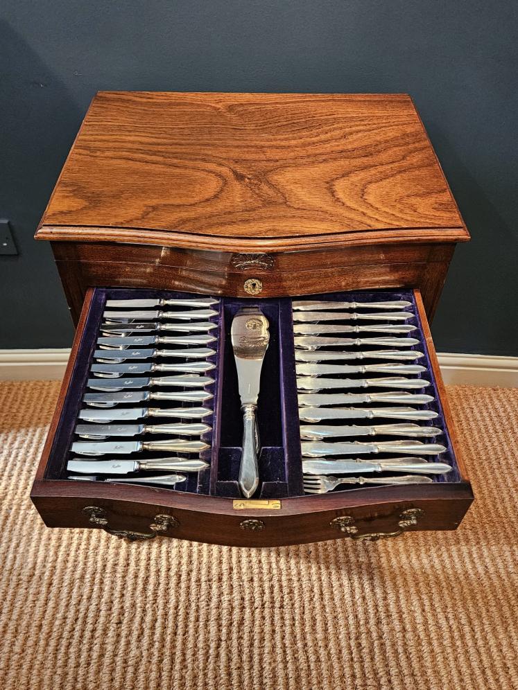 Edwardian Canteen of Cutlery in Side Table - Image 3