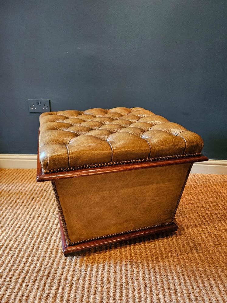 Victorian Leather Ottoman Stool - Image 7