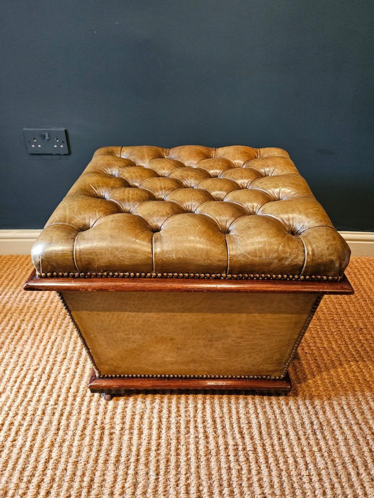 Victorian Leather Ottoman Stool - Image 6