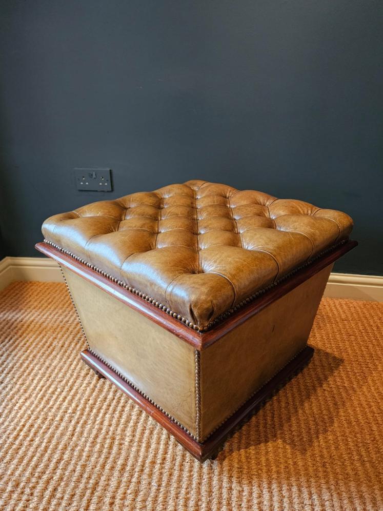 Victorian Leather Ottoman Stool - Image 5