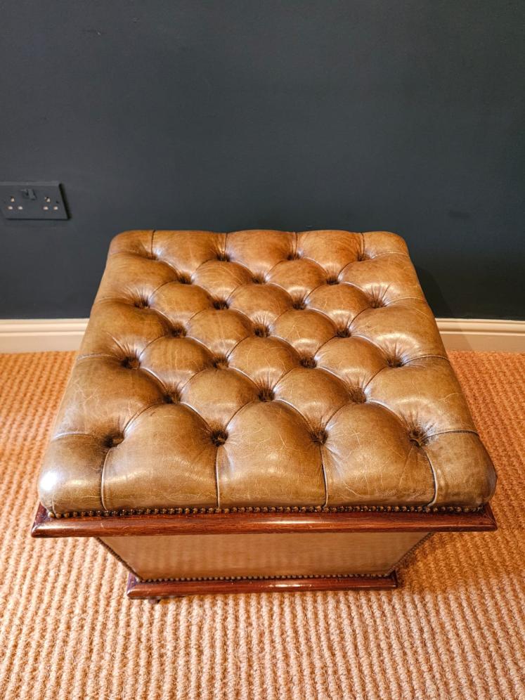 Victorian Leather Ottoman Stool - Image 4