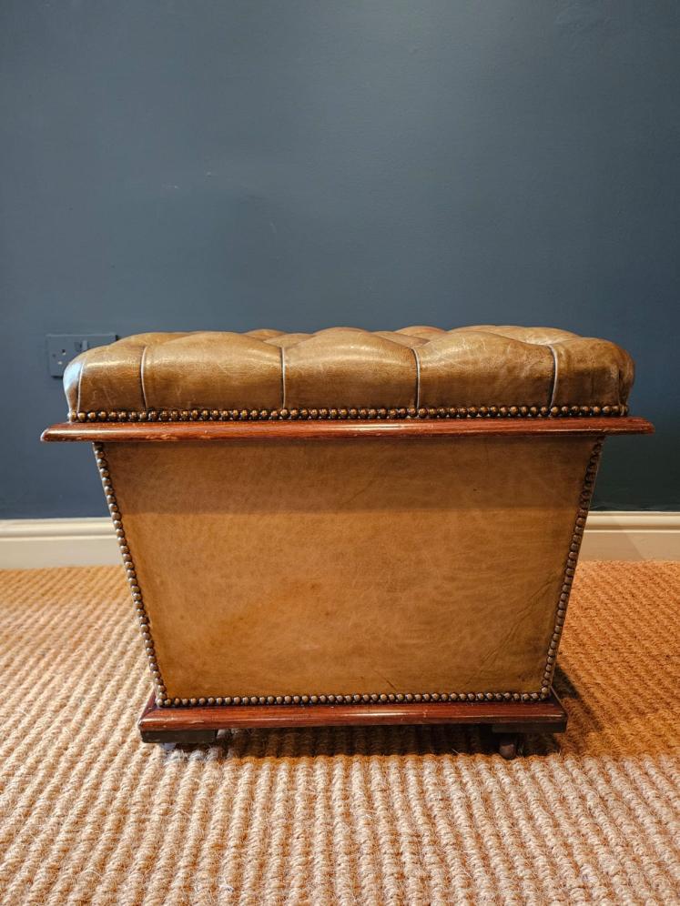 Victorian Leather Ottoman Stool - Image 3